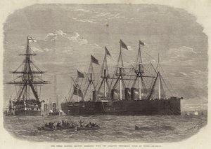 De Great Eastern verlaat Sheerness met de Atlantische telegraafkabel aan boord